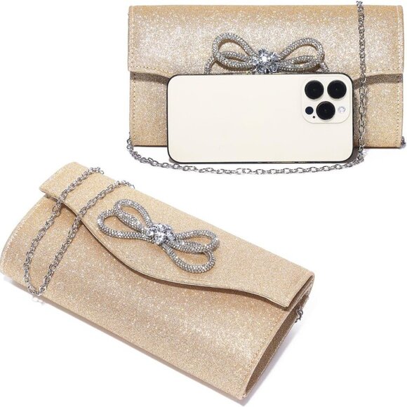 Chic Champagne Evening Clutch Bag | Luxurious PU Leather with Magnetic Closure - Picture 2 of 7